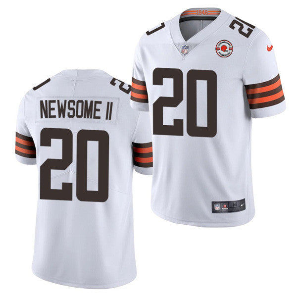 Mens Cleveland Browns #20 Greg Newsome II 2021 White 75th Anniversary Vapor Untouchable Limited Stitched NFL Jersey