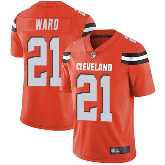 Mens Cleveland Browns #21 Denzel Ward Orange Vapor Untouchable Limited Stitched NFL Jersey