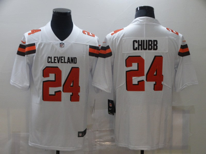 Mens Cleveland Browns #24 Nick Chubb White Vapor Untouchable Limited Stitched Jersey