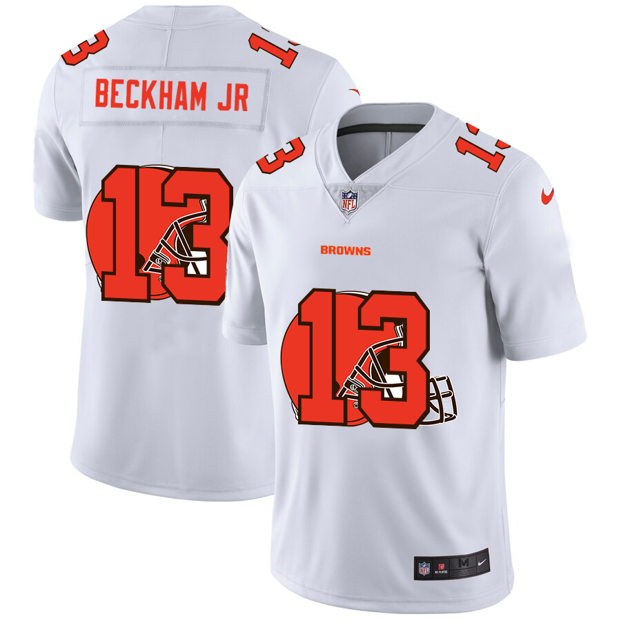 Mens Cleveland Browns #13 Odell Beckham Jr White Shadow Logo Limited Stitched Jersey