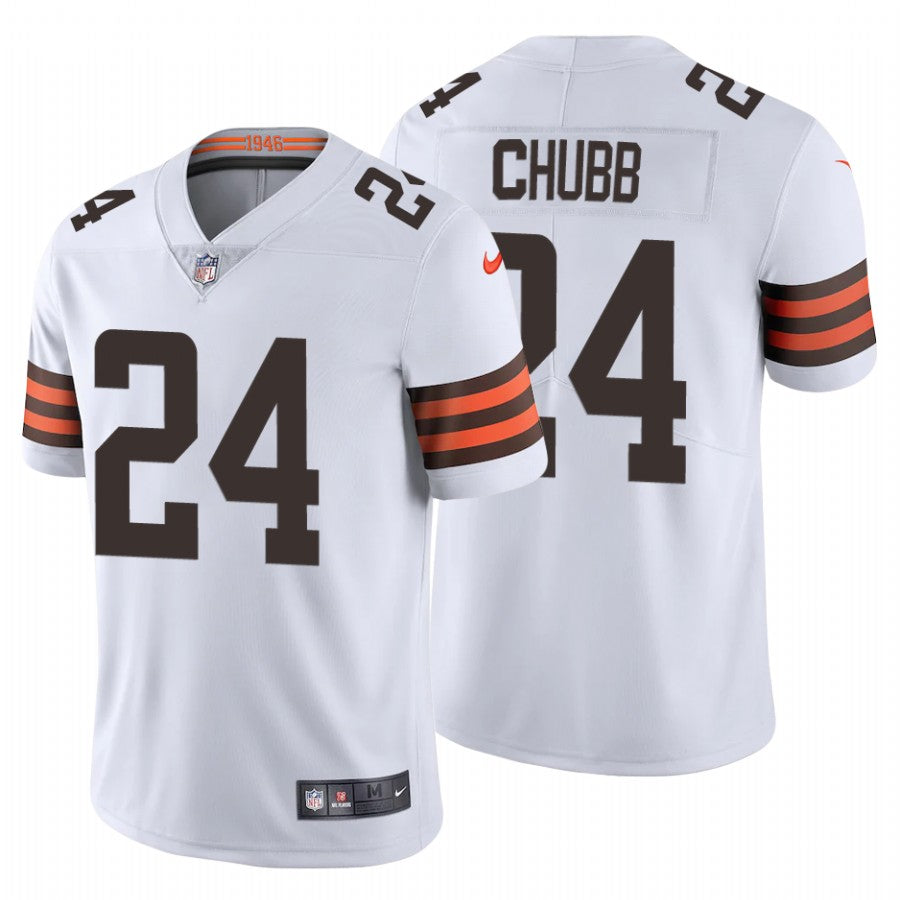Mens Cleveland Browns #24 Nick Chubb New White Vapor Untouchable Limited Stitched Jersey