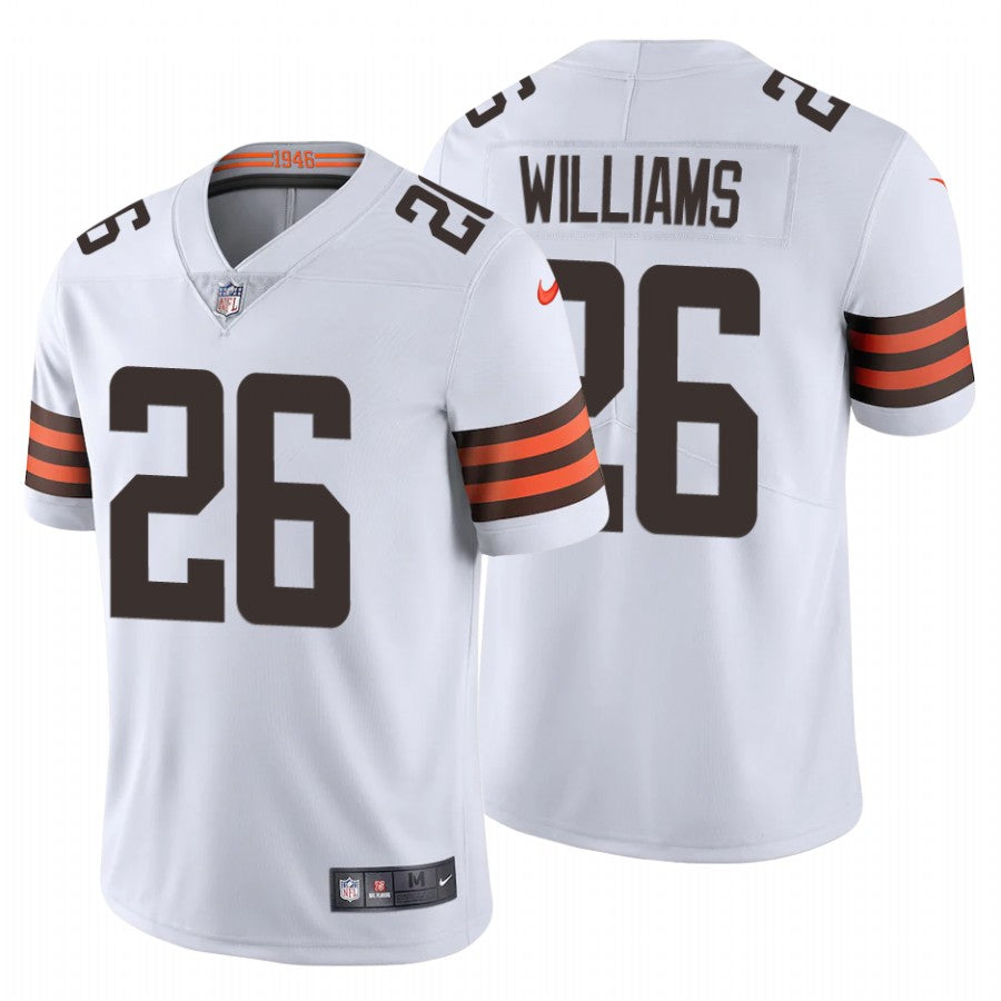 Mens Cleveland Browns #26 Greedy Williams 2020 New White Vapor Untouchable Limited Stitched Jersey