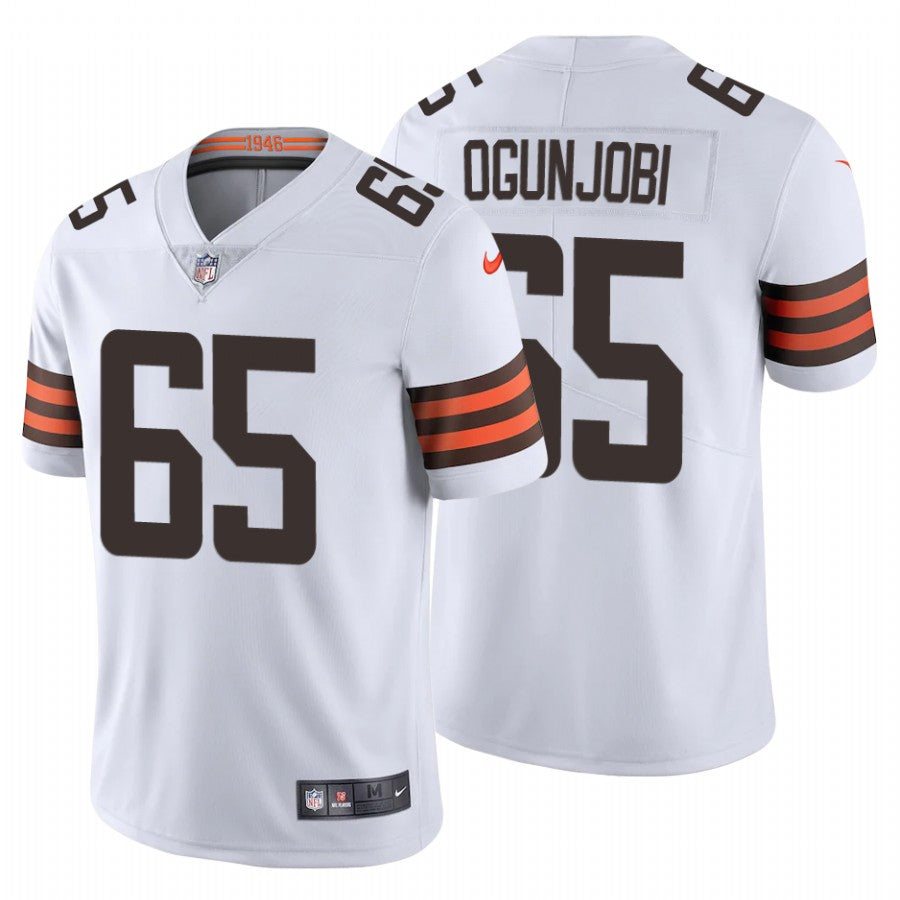 Mens Cleveland Browns #65 Larry Ogunjobi New White Vapor Untouchable Limited Stitched Jersey