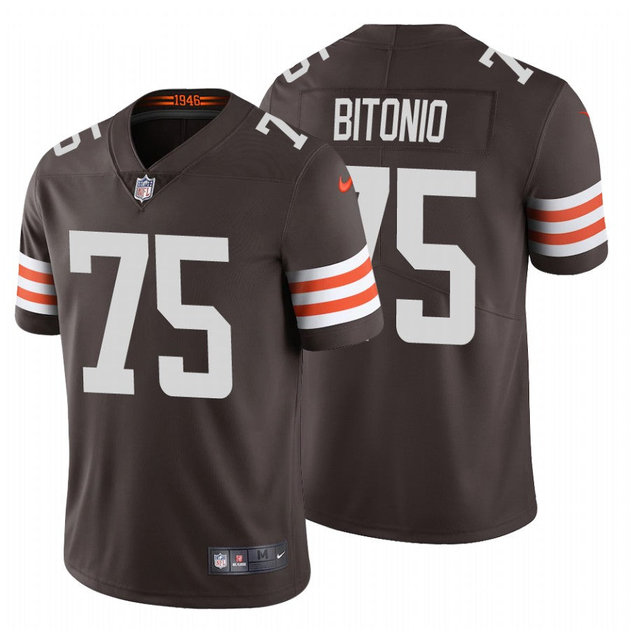 Mens Cleveland Browns #75 Joel Bitonio 2020 New Brown Vapor Untouchable Limited Stitched Jersey