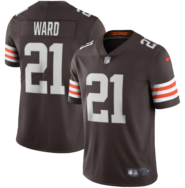 Mens Cleveland Browns #21 Denzel Ward New Brown Vapor Untouchable Limited NFL Stitched Jersey