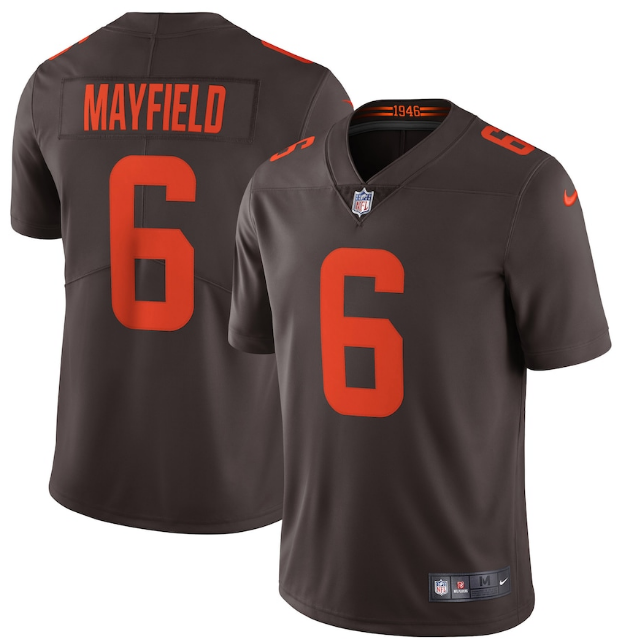 Mens Cleveland Browns #6 Baker Mayfield New Brown Alternate Vapor Untouchable Limited NFL Stitched Jersey
