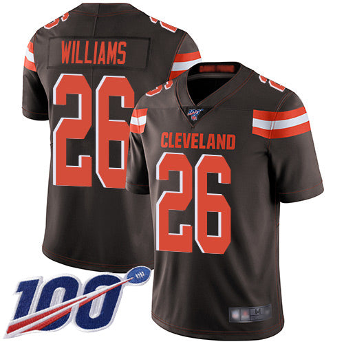 Mens Cleveland Browns #26 Greedy Williams 2019 Brown 100th Season Vapor Untouchable Limited Stitched NFL Jersey