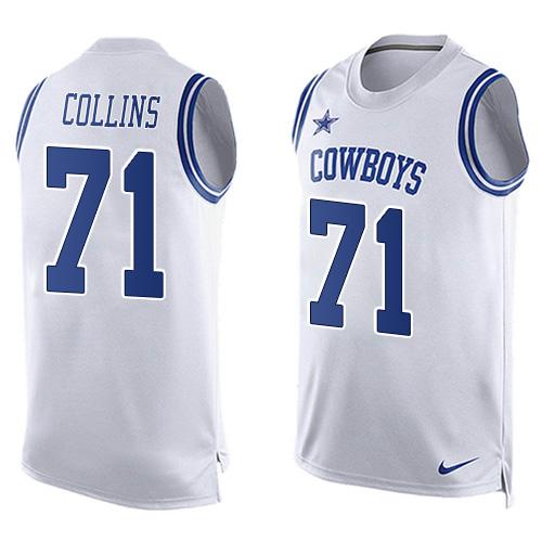Nike Cowboys #71 Lael Collins White Mens Stitched NFL Limited Tank Top Jersey