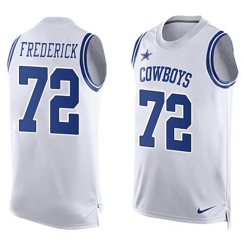 Nike Cowboys #72 Travis Frederick White Mens Stitched NFL Limited Tank Top Jersey