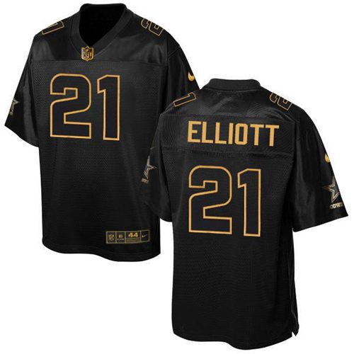Nike Cowboys #21 Ezekiel Elliott Black Mens Stitched NFL Elite Pro Line Gold Collection Jersey