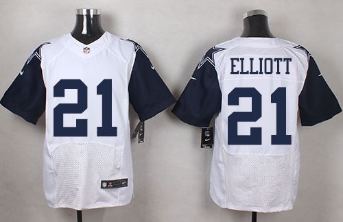 Nike Cowboys #21 Ezekiel Elliott White Mens Stitched NFL Elite Rush Jersey