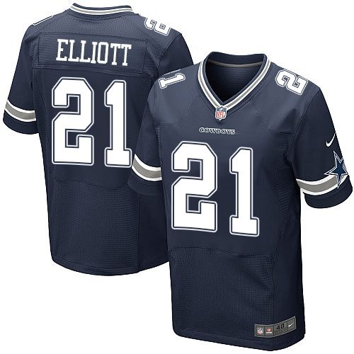 Nike Cowboys #21 Ezekiel Elliott Navy Blue Team Color Mens Stitched NFL Elite Jersey
