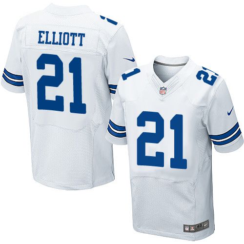 Nike Cowboys #21 Ezekiel Elliott White Mens Stitched NFL Elite Jersey