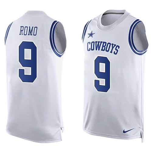 Nike Cowboys #9 Tony Romo White Mens Stitched NFL Limited Tank Top Jersey