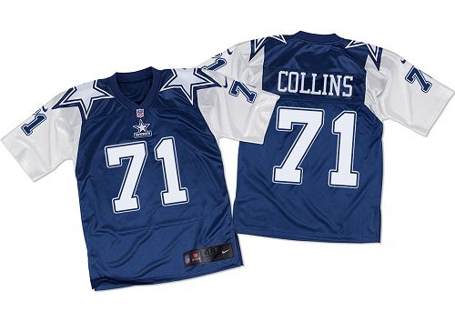 Nike Cowboys #71 Lael Collins Navy Blue/White Throwback Mens Stitched NFL Elite Jersey