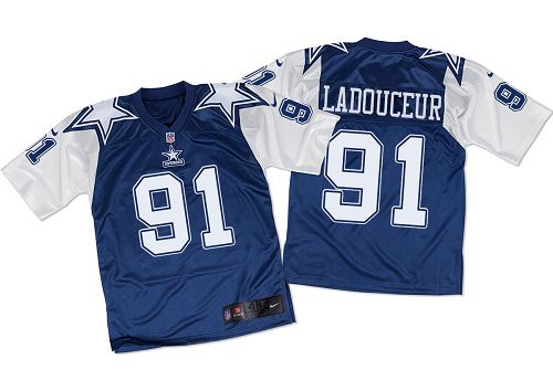 Nike Cowboys #91 L P Ladouceur Navy Blue/White Throwback Mens Stitched NFL Elite Jersey