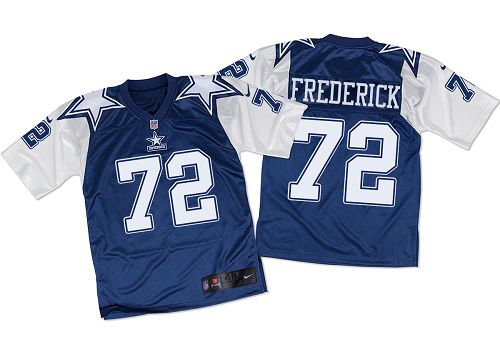 Nike Cowboys #72 Travis Frederick Navy Blue/White Throwback Mens Stitched NFL Elite Jersey