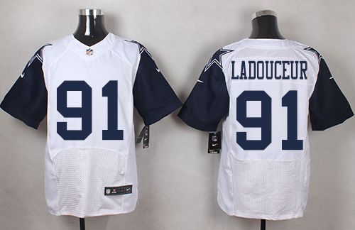Nike Cowboys #91 L P Ladouceur White Mens Stitched NFL Elite Rush Jersey
