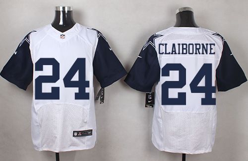 Nike Cowboys #24 Morris Claiborne White Mens Stitched NFL Elite Rush Jersey