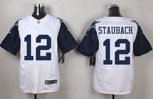 Nike Cowboys #12 Roger Staubach White Mens Stitched NFL Elite Rush Jersey