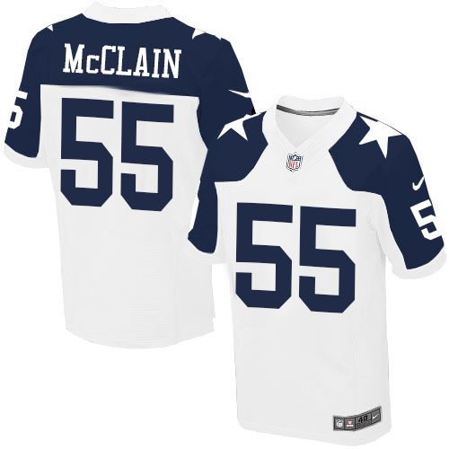 Nike Cowboys #55 Rolando McClain White Thanksgiving Throwback Mens Stitched NFL Elite Jersey