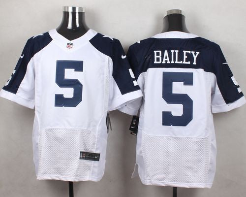 Nike Cowboys #5 Dan Bailey White Thanksgiving Throwback Mens Stitched NFL Elite Jersey