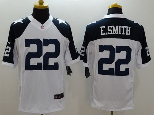 Nike Cowboys #22 Emmitt Smith White Thanksgiving Throwback Mens Stitched NFL Limited Jersey