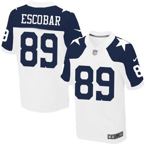 Nike Cowboys #89 Gavin Escobar White Thanksgiving Throwback Mens Stitched NFL Elite Jersey