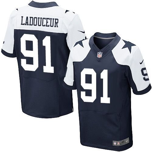 Nike Cowboys #91 L P Ladouceur Navy Blue Thanksgiving Throwback Mens Stitched NFL Elite Jersey