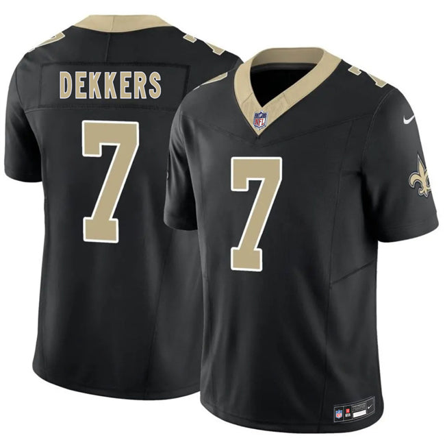 Mens New Orleans Saints #7 Hunter Dekkers Black 2026 FUSE Vapor Limited Stitched Football Jersey