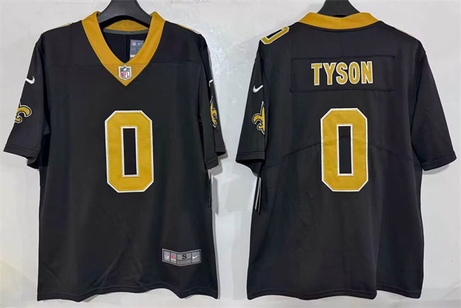 Mens New Orleans Saints #0 Jordyn Tyson Black 2026 Vapor Limited Stitched Football Jersey