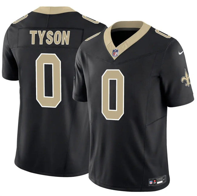 Mens New Orleans Saints #0 Jordyn Tyson Black 2026 FUSE Vapor Limited Stitched Football Jersey