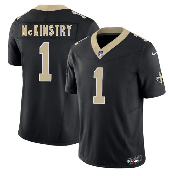 Mens New Orleans Saints #1 Kool-Aid McKinstry Black 2026 FUSE Vapor Limited Stitched Football Jersey