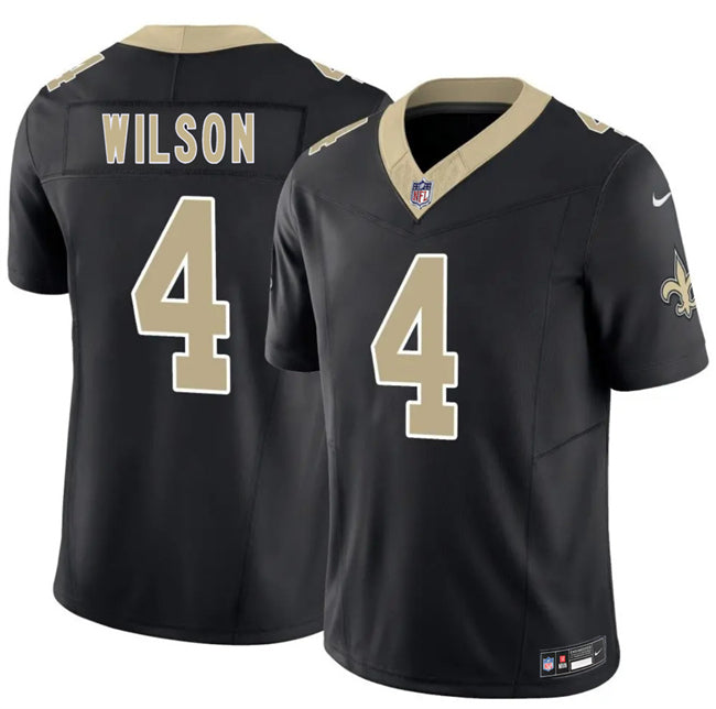 Mens New Orleans Saints #4 Zach Wilson Black 2026 FUSE Vapor Limited Stitched Football Jersey