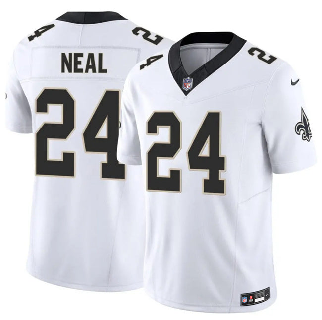 Mens New Orleans Saints #24 Devin Neal White 2025 FUSE Vapor Limited Stitched Football Jersey