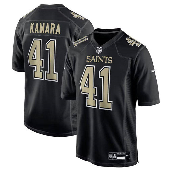 Mens New Orleans Saints #41 Alvin Kamara Black Fashion Football Stitched Game Jersey