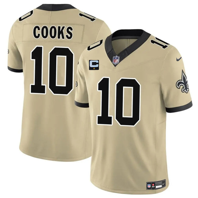 Mens New Orleans Saints #10 Brandin Cooks Gold 2025 FUSE With 1-Star C Patch Alternate Vapor Limited Stitched Football Jersey