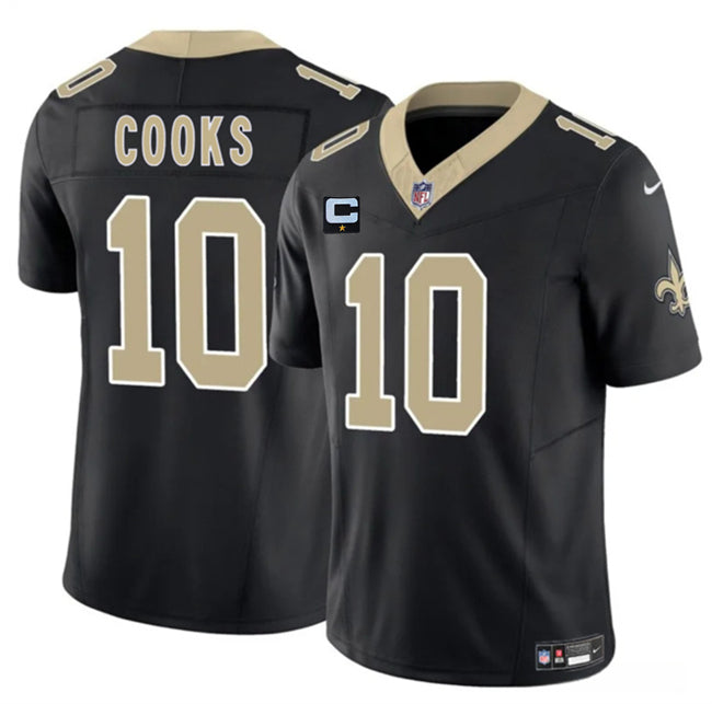 Mens New Orleans Saints #10 Brandin Cooks Black 2025 FUSE With 1-Star C Patch Vapor Limited Stitched Football Jersey