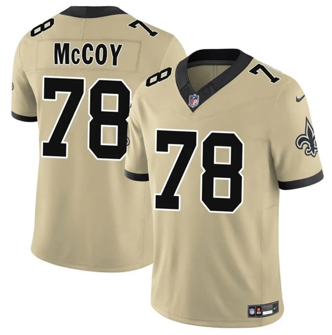Mens New Orleans Saints #78 Erik McCoy Gold 2025 FUSE Alternate Vapor Limited Stitched Football Jersey
