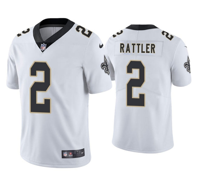 Mens New Orleans Saints #2 Spencer Rattler White 2025 Vapor Limited Stitched Football Jersey