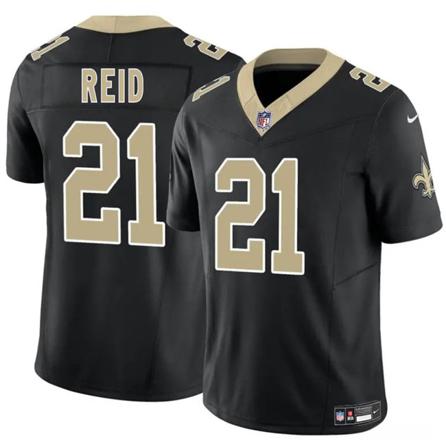 Mens New Orleans Saints #21 Justin Reid Black 2025 FUSE Vapor Limited Stitched Football Jersey