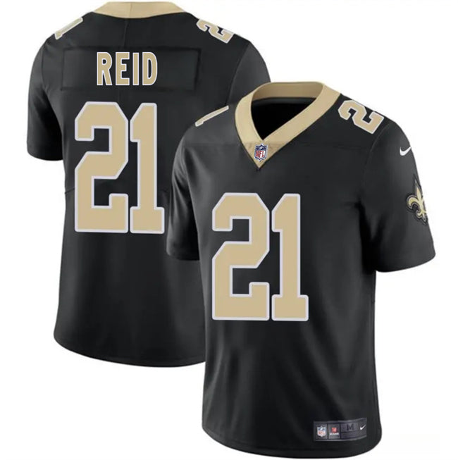 Mens New Orleans Saints #21 Justin Reid Black 2025 Vapor Limited Stitched Football Jersey