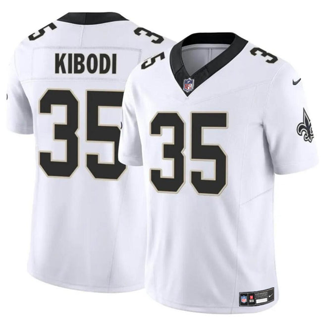 Mens New Orleans Saints #35 Jacob Kibodi White FUSE Vapor Limited Stitched Football Jersey