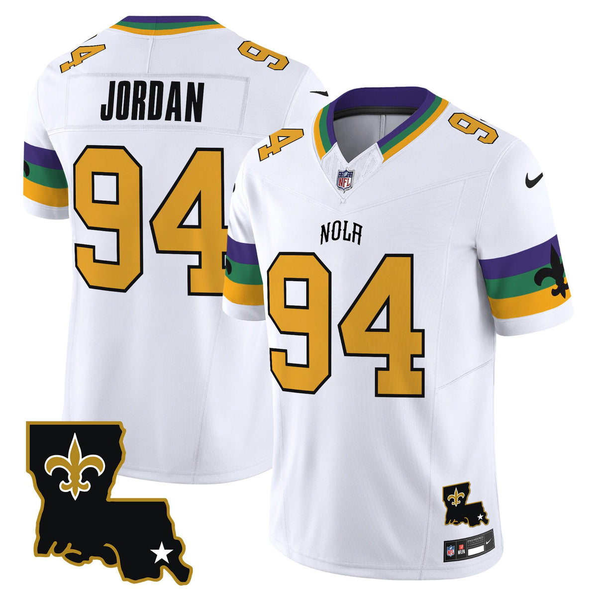Mens New Orleans Saints #94 Cameron Jordan White 2024 FUSE Vapor Limited Stitched Jersey