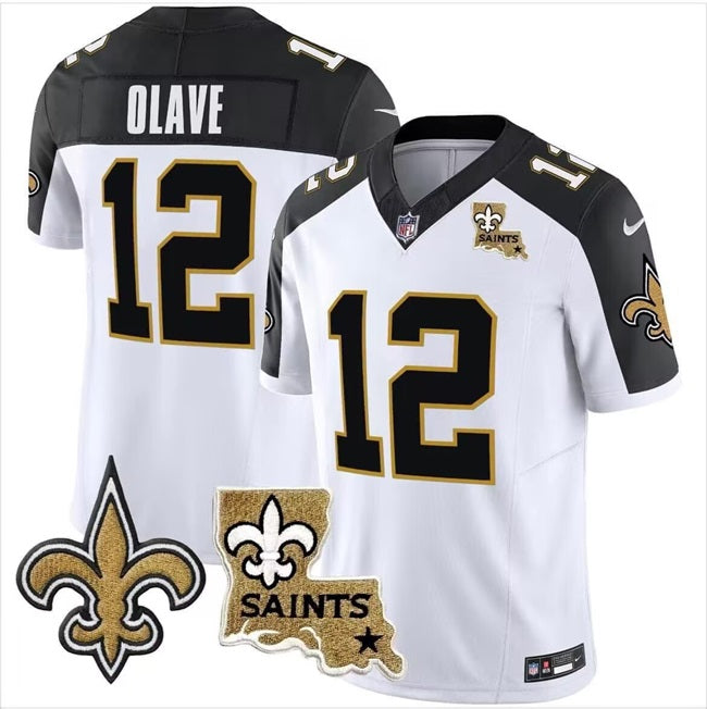 Mens New Orleans Saints #12 Chris Olave White FUSE With Patch Vapor Stitched Jersey