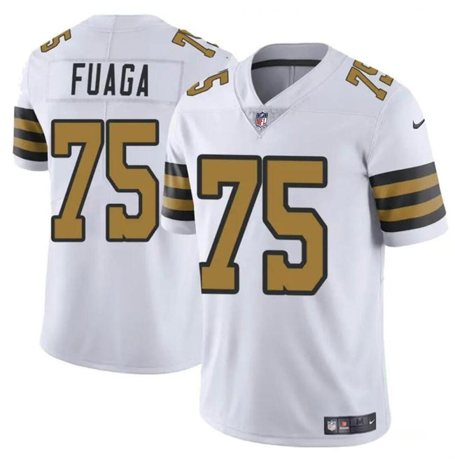 Mens New Orleans Saints #75 Taliese Fuaga White 2024 Draft Color Rush Limited Stitched Football Jersey
