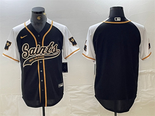 Mens New Orleans Saints Blank Black/White 1987 Legacy Cool Base Stitched Baseball Jersey