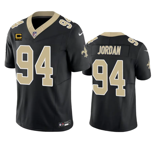 Mens New Orleans Saints #94 Cameron Jordan Black 2023 FUSE With 4-Star C Patch Vapor Untouchable Limited Stitched Jersey