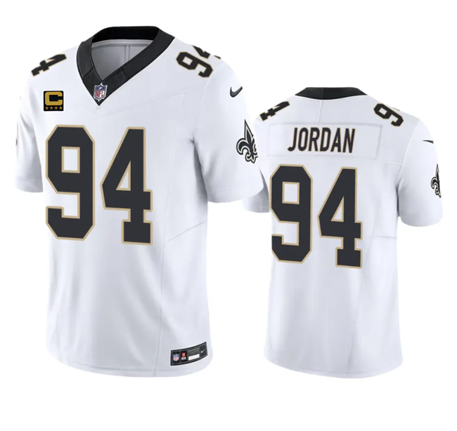 Mens New Orleans Saints #94 Cameron Jordan White 2023 FUSE With 4-Star C Patch Vapor Untouchable Limited Stitched Jersey