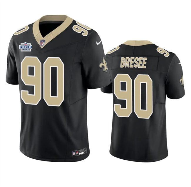 Mens New Orleans Saints #90 Bryan Bresee Black 2023 FUSE With Prem1ere Patch Vapor Untouchable Limited Stitched Football Jersey